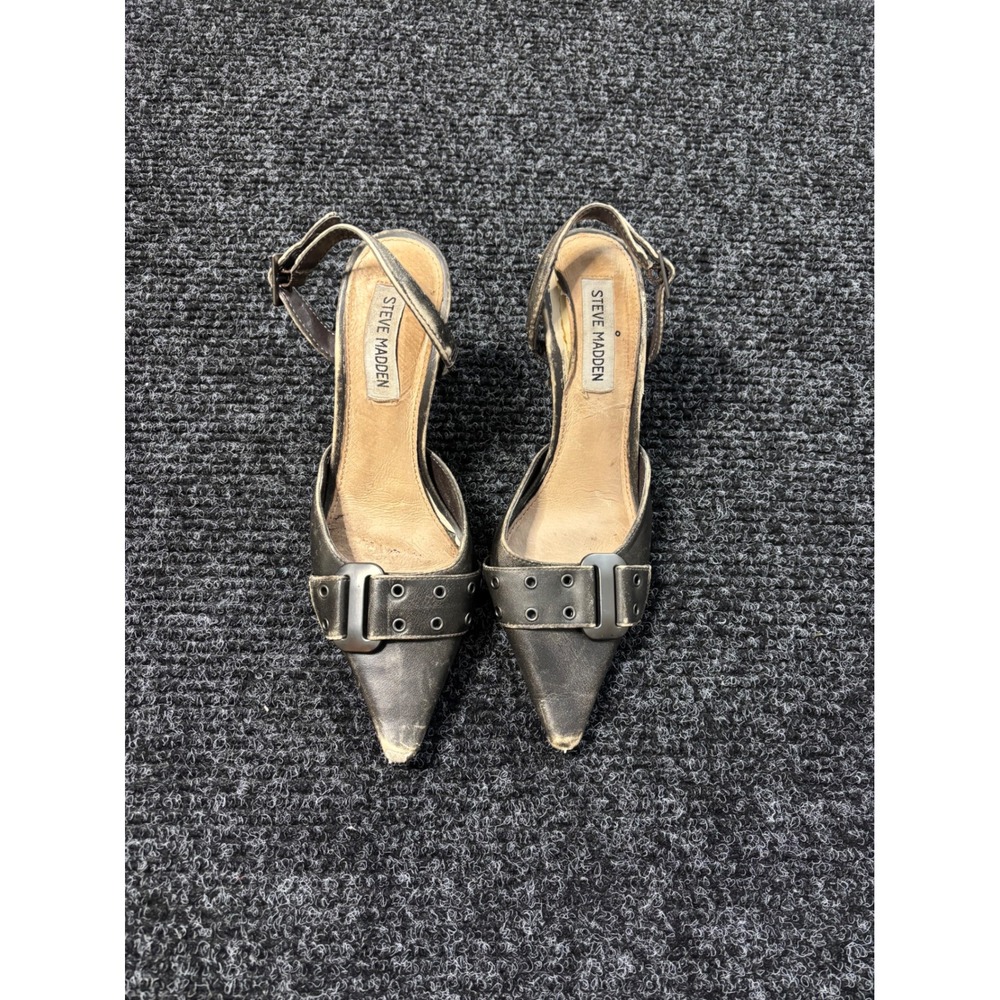 Steve Madden Dillon Bronze Buckle Pointed Toe Slingback Stiletto Pumps Size 7.5M